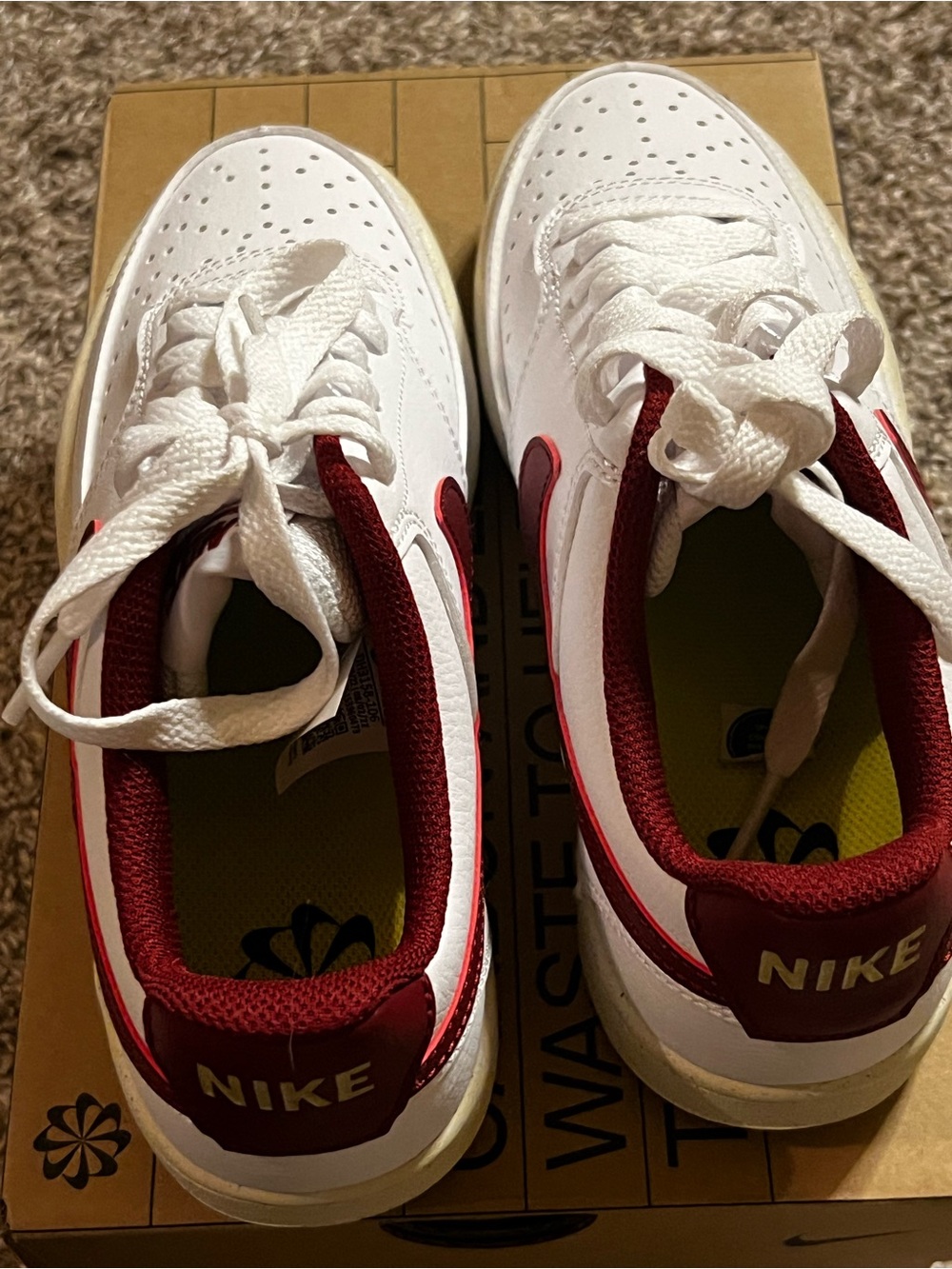 Nike Women’s White Sneakers with Maroon Accents
